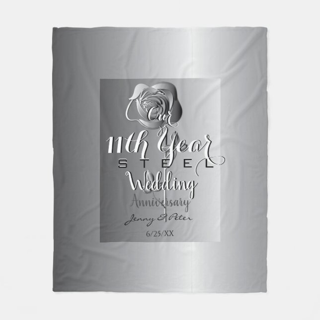 Couverture Polaire 11e anniversaire Mariage Rose en acier (Devant)