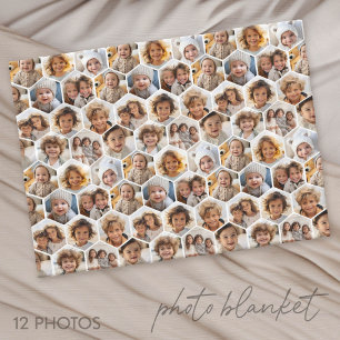 Couverture Polaire 12 Collage de photos - motif nid d'abeille en hexa