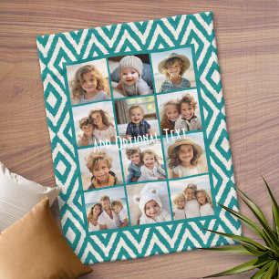 Couverture Polaire 12 Photo Instagram Collage avec Motif Turquoise Ik
