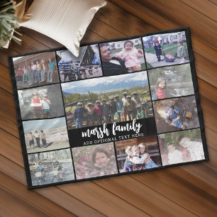 Couverture Polaire 13 Photo Collage Texte facultatif — Famille - noir