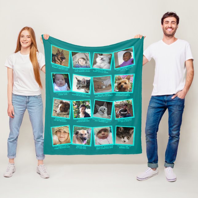 Couverture Polaire 16 Photo Scrapbook Turquoise Bleu Images Modernes (En situation)