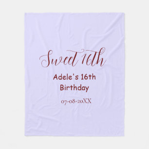 Couverture Polaire 16e anniversaire doux nom mauve pastel rétro