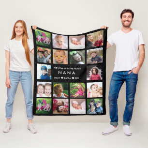 Couverture Polaire 18 Photo Collage We Love You Nana Grandkids Black