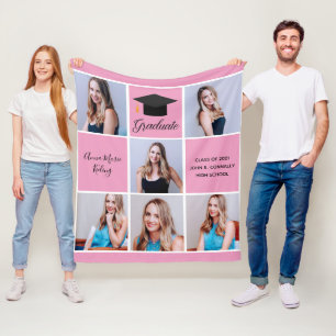 Couverture Polaire 2023 Graduation senior Portrait Photo Collage Pink