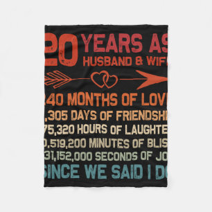 Couverture Polaire 20 Ans Comme Mari Et Ami; Femme 20e Anniversaire G