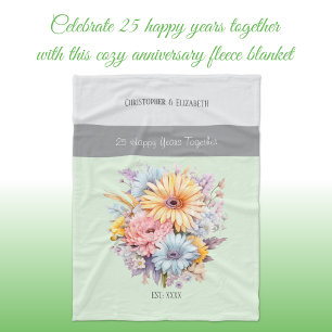 Couverture Polaire 25 ans argent anniversaire fleurs vert