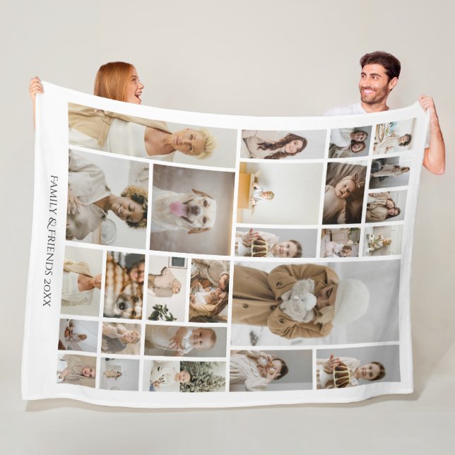 Couverture Polaire 26 Photo Collage Famille personnalisée (En situation)
