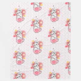 Couverture Polaire 3 chats à fleurs et une tasse