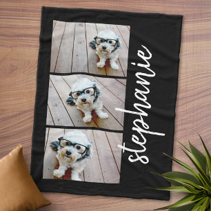 Couverture Polaire 3 Photos tendance noir & blanc nom de script moder
