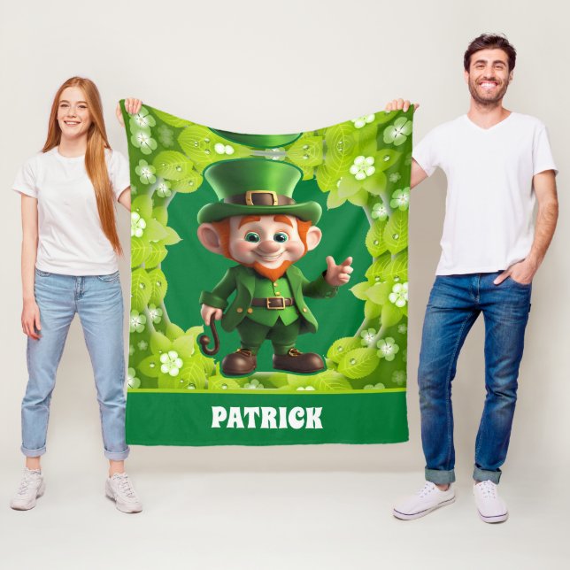 Couverture Polaire 3D Leprechaun St. Patrick's Day Personnalisé Enfan (En situation)