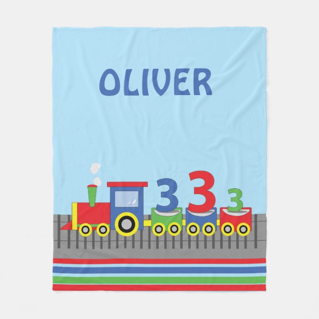 Couverture Polaire 3e anniversaire Train Personnaliser le nom (Devant)