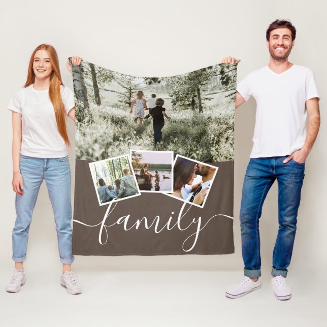Couverture Polaire 4 Famille de collages photo personnalisée (En situation)
