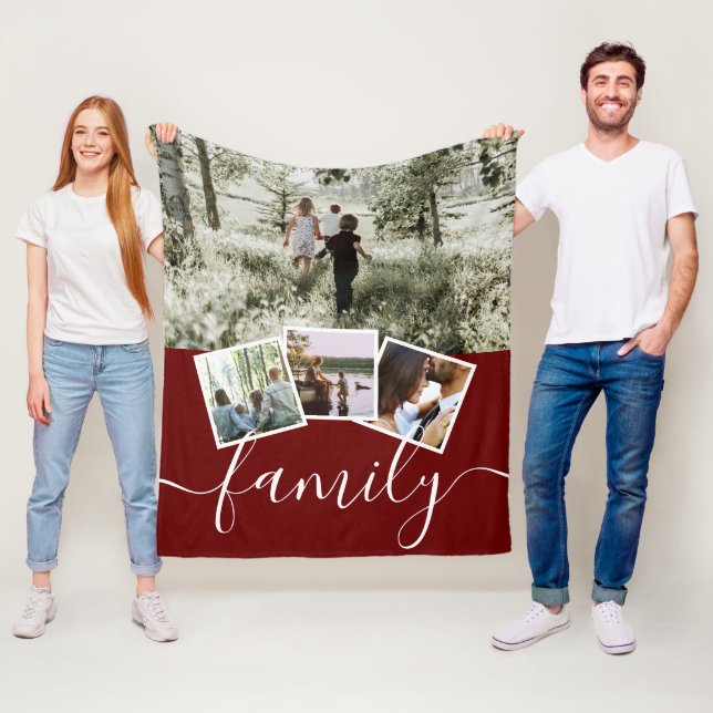 Couverture Polaire 4 Famille de collages photo personnalisée (En situation)