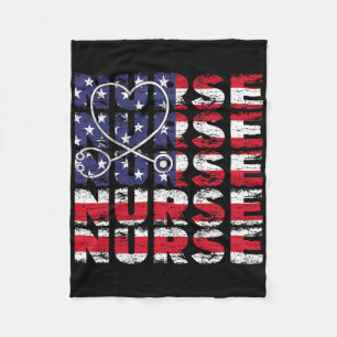 Couverture Polaire 4 juillet Infirmière Américaine Drapeau Infirmière
