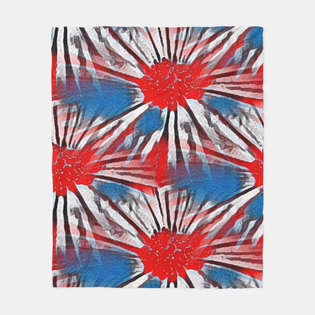 Couverture Polaire 4 juillet rouge blanc et bleu (Devant)