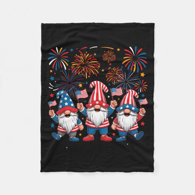 Couverture Polaire 4 juillet Trois Gnomes célébrant les États-Unis (Devant)