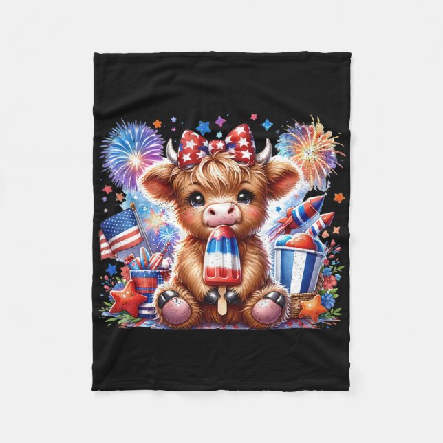 Couverture Polaire 4 juillet Vache Popsicle Firework Usa American (Devant)