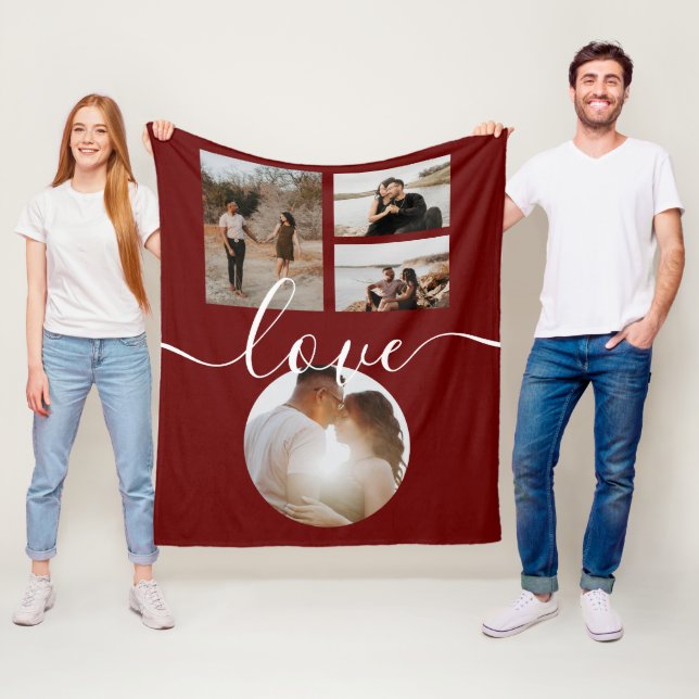 Couverture Polaire 4 Photo Collage Amour Personnalisé (En situation)