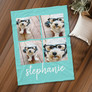 Couverture Polaire 4 Photo Collage - vous pouvez modifier la couleur