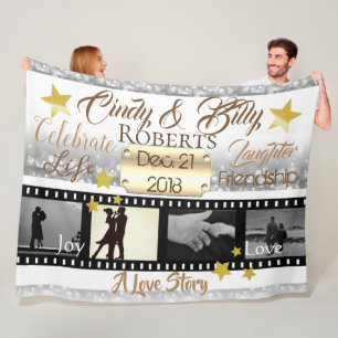 Couverture Polaire 4 Photographie Star Film Reel Silver Bokeh et Gold