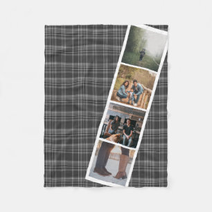 Couverture Polaire 4 Tartan gris style cabine photo Personnalisé