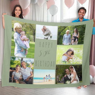 Couverture Polaire 50e anniversaire 7 photo Collage Sage Green