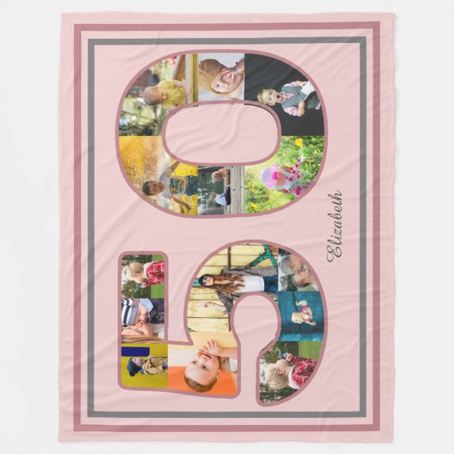 Couverture Polaire 50e anniversaire de fête Photo Collage Dusty Blush (Devant)