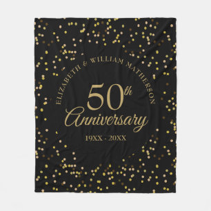 Couverture Polaire 50e anniversaire de mariage noir et or