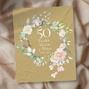 Couverture Polaire 50e Anniversaire du Mariage d'or floral