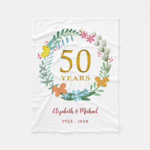 Couverture Polaire 50e anniversaire Golden Floral Butterfly Wreath