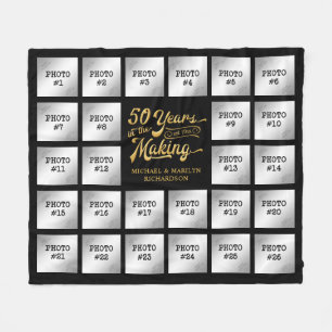 Couverture Polaire 50e Anniversaire Photo Collage Black Gold Nom