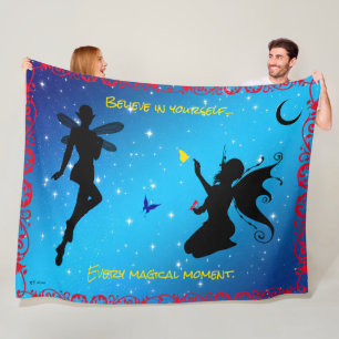 Couverture Polaire 60"X80" Lutin Fée & Papillon - Croyez en Vous-Même