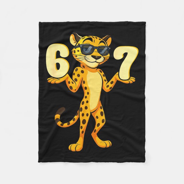 Couverture Polaire 67 Cheetah Meme Six Seven Hands Motion Kids Teens  (Devant)