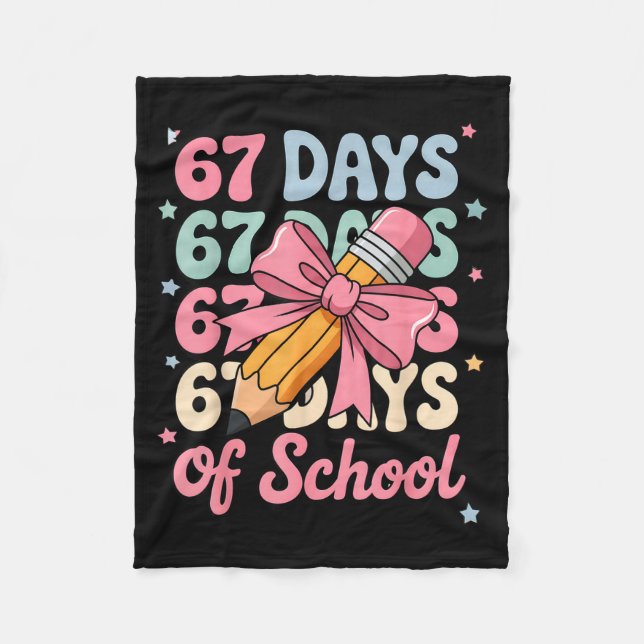 Couverture Polaire 67 Days Of School Teacher Shirt Cute Preppy Cow Gi (Devant)