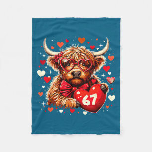 Couverture Polaire 67 Meme Six Seven Saint-Valentin Vache Highland Mi