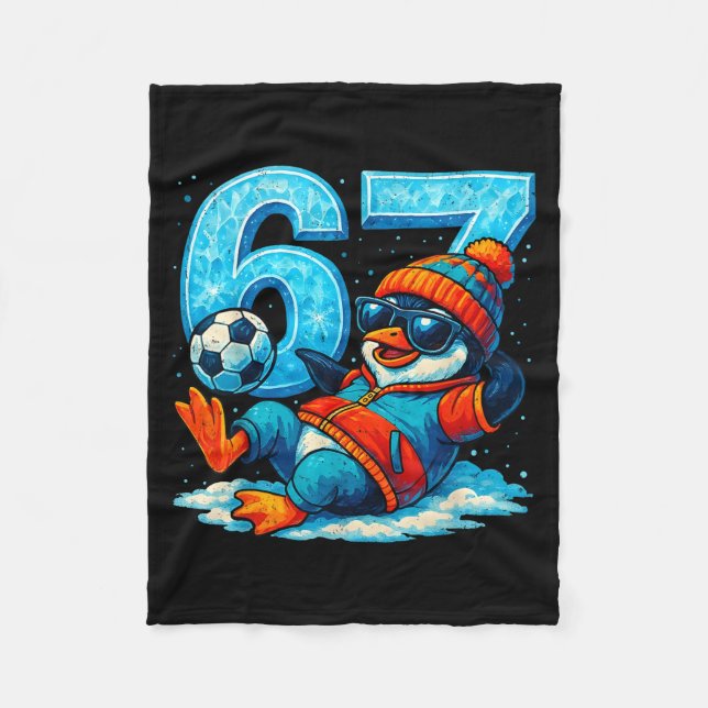 Couverture Polaire 67 Penguin Soccer Funny Winter Meme Gift  (Devant)