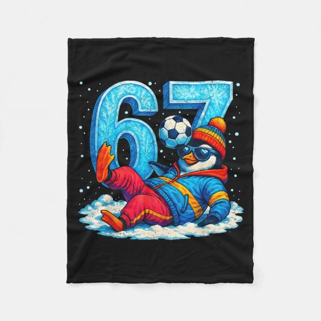 Couverture Polaire 67 Penguin Soccer Funny Winter Meme Gift  (Devant)