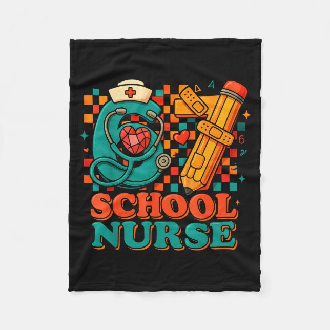 Couverture Polaire 67 School Nurse Days Pencil Heart Funny Medical  (Devant)