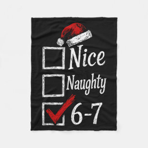 Couverture Polaire 6-7 Mème Nice Naughty 67 Noël Cerveau Pourri Drôle