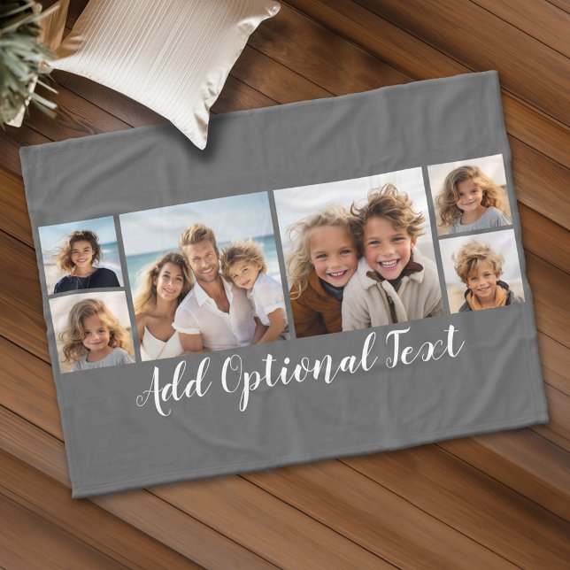 Couverture Polaire 6 Collage de photos Texte facultatif — CAN Edit Co (Custom Fleece Blanket - Add Photos and Text)