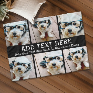 Couverture Polaire 6 Collage photo 2 lignes de texte — CAN Edit Black