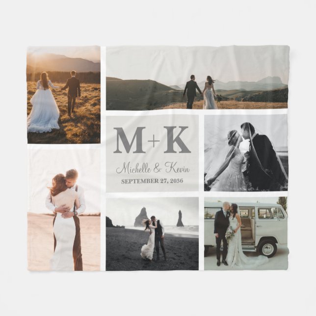Couverture Polaire 6 Photo Mariage Collage Nouveaux mariés Photo (Devant (Horizontal))