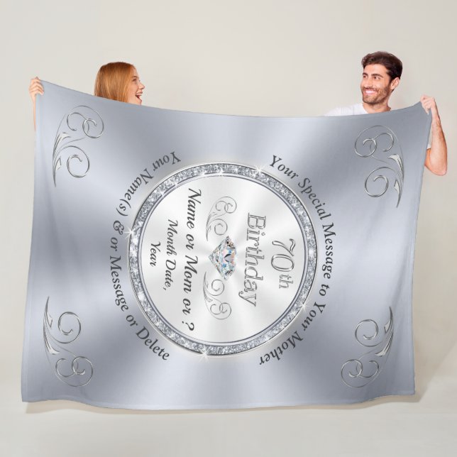 Couverture Polaire 70e anniversaire Cadeaux pour femmes, mère, femme, (En situation)