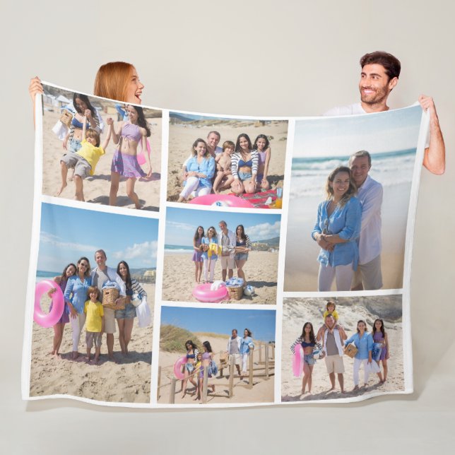 Couverture Polaire 7 Photo collage famille modèle personnalisé (En situation)