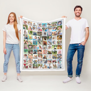 Couverture Polaire 80 Photo Collage Modèle Personnalisé Blanc