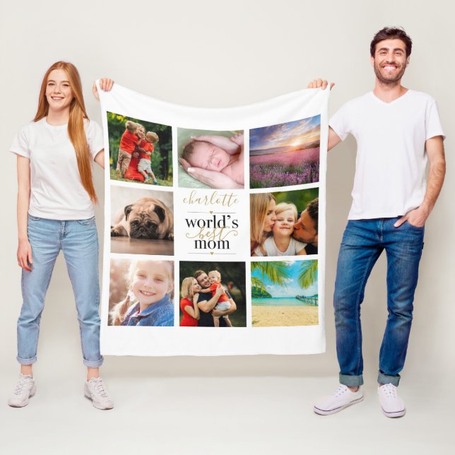 Couverture Polaire 8 Collage Photo Mondes Personnalisés Best Mom (En situation)