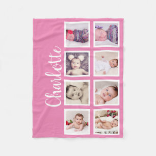 Couverture Polaire 8 Photo personnalisée (rose)