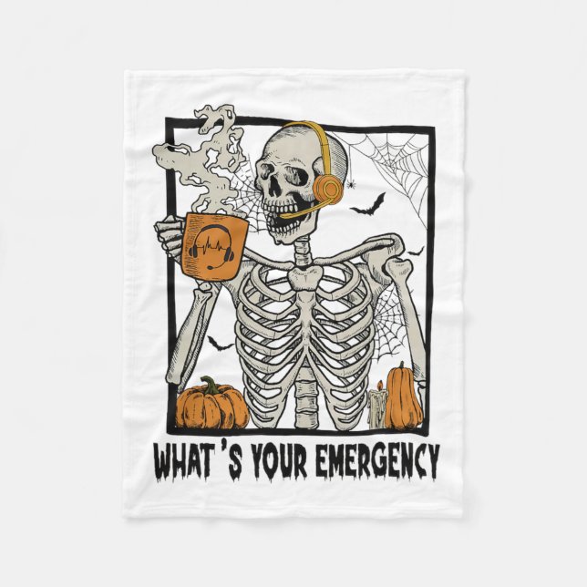 Couverture Polaire 911 Dispatcher Halloween Squelette Quel Émerge (Devant)