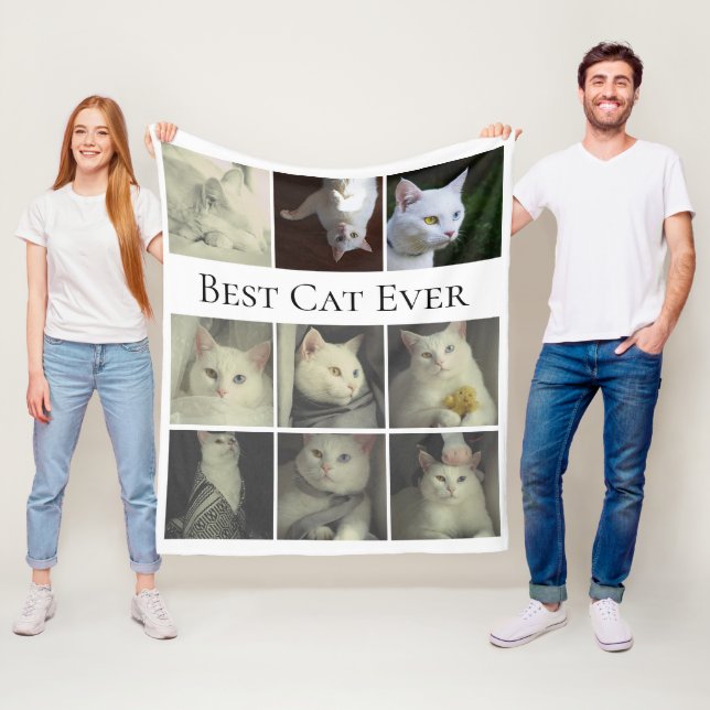 Couverture Polaire 9 Photo Collage Personnalisé Meilleur Chat Jamais (En situation)