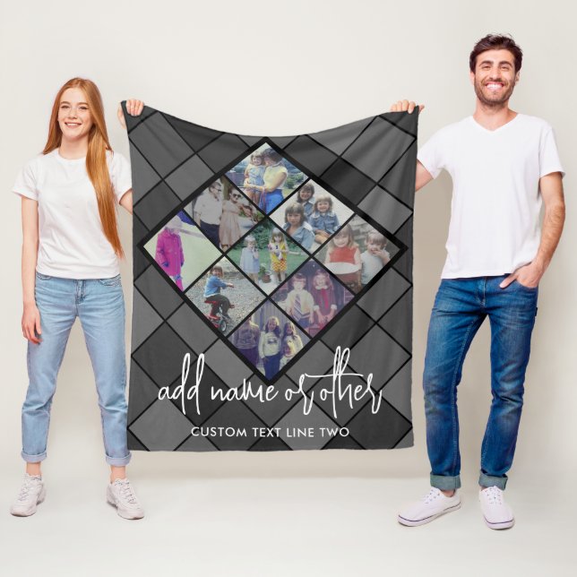 Couverture Polaire 9 Photo Motif diamant - noir et gris (En situation)